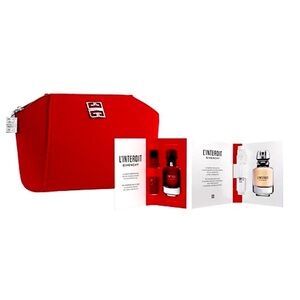 Givenchy Parfums Red Small Pouch Makeup Bag Gift Set Miniatures New Authentic